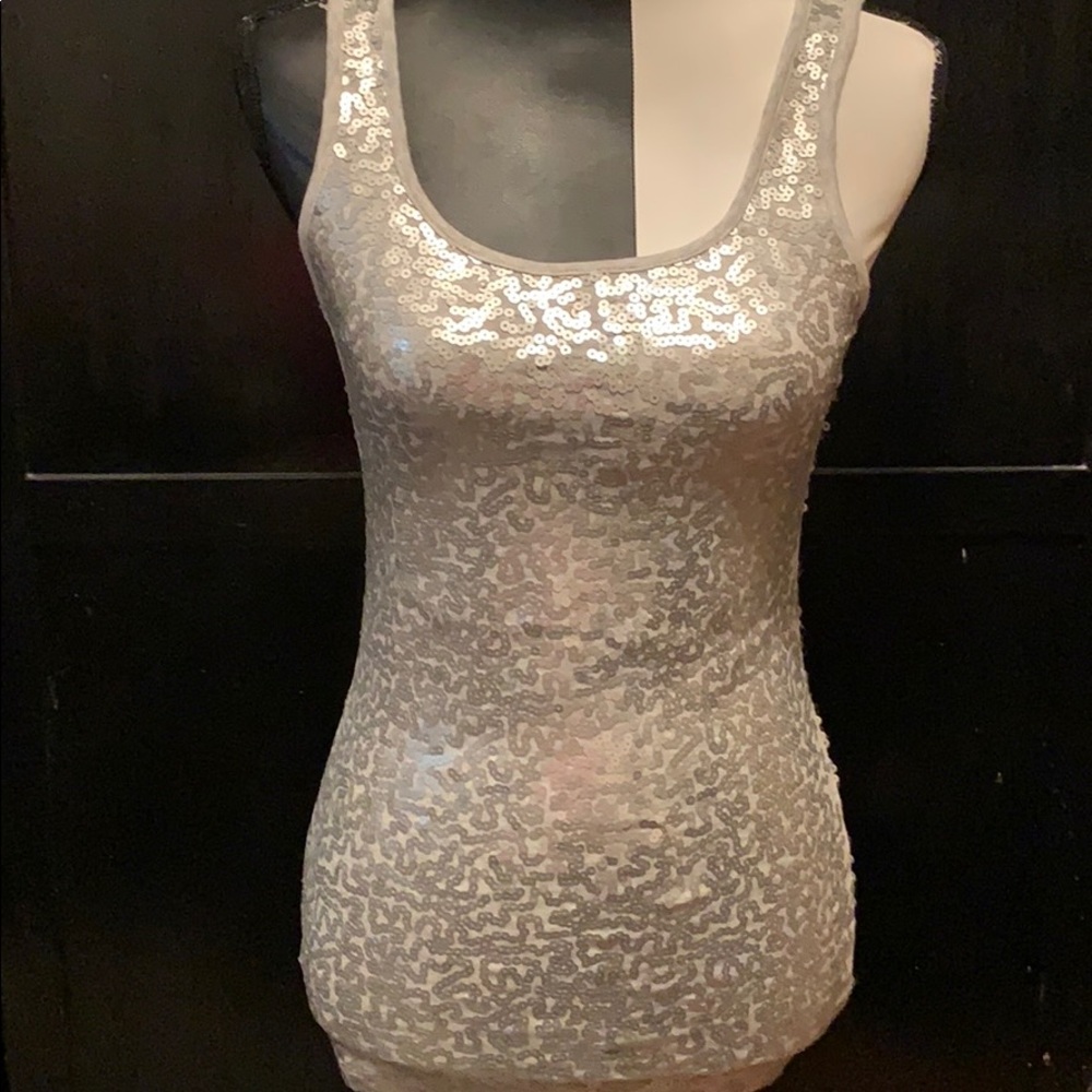 Light gray sequin tank